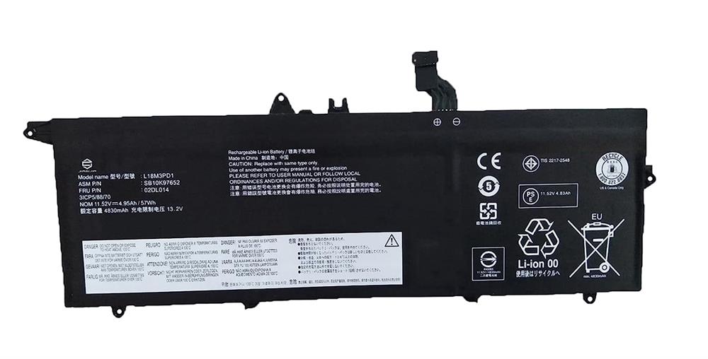 SB10K97662 Lenovo 4220mAh 48Wh 11.46V 3-Cells Lithium-Ion Laptop Battery for ThinkPad X13 X390 X395 Series (Refurbished)