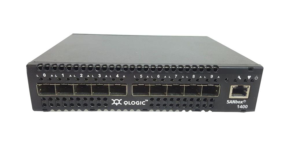 SB1404-10B-11 QLogic SANbox 1400 10-Ports 10/100Base-T RJ-45 4Gbps Fibre Channel Switch without SFPs (Refurbished)
