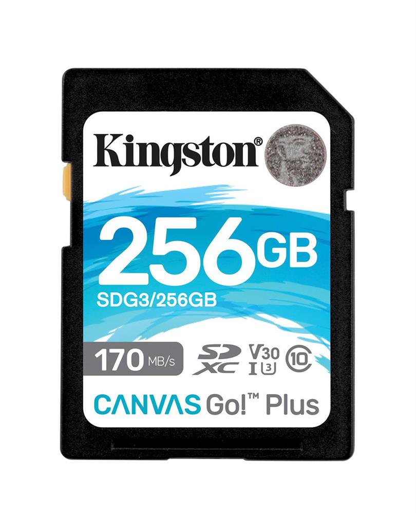 SDG3/256GB Kingston Canvas Go Plus 256GB Secure Digital (SD) Class 10 UHS-I U3 170MB/s Read/70MB/s Write Memory Card