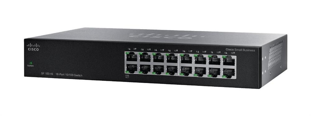 SF100-16-UK Cisco Unmanaged Rack-Mount Switch - 16 Ports - Fast Ethernet - 10/100Base-TX - 2 Layer Supported - Power Supply -  (Refurbished)