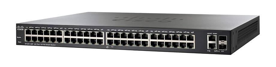 SF220-48-K9-UK Cisco SF220-48 48-Port 10/100 Smart Plus Switch - 48 Ports - Manageable - 10/100Base-TX, 10/100/1000Base-T, 1000Base-X - 2 Layer Supported - 2 SFP Slots - Desktop,  (Refurbished)