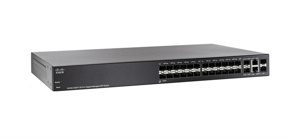 SG300-28SFPK9NA-RF Cisco SG300-28SFP28-Ports Gigabit Ethernet Expansion Slots 2-Ports RJ-45 Manageable Layer3 Desktop Switch with 28x Shared SFP Slots (Refurbished)