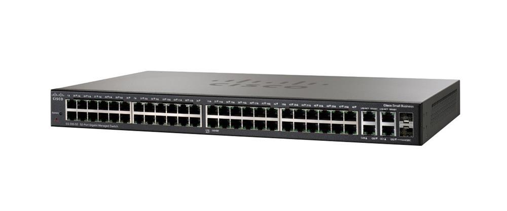 SG300-52MP-K9NA-RF Cisco SG300-52MP 52-Ports 10/100/1000Base-T RJ-45 PoE+ Manageable Layer3 Desktop Switch with 2x Shared SFP Slots (Refurbished)