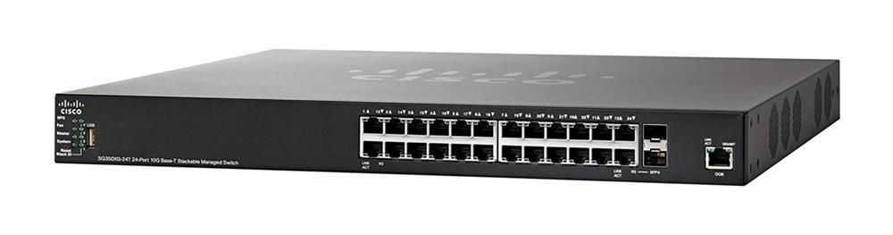 SG350XG-24T-K9-EU Cisco 24-Ports SFP 10/100/1000Base-T PoE+ Manageable Layer 3 Rack-Mountable with SFP+ Gigabit Ethernet Switch (Refurbished)