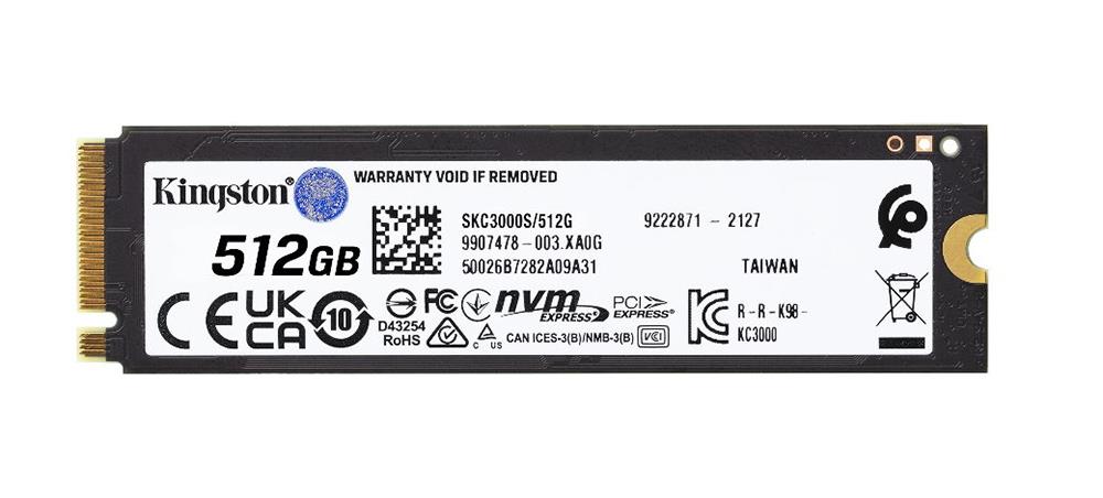 SKC3000S/512G Kingston KC3000 Series 512GB TLC PCI Express 4.0 x4 NVMe M.2 2280 Internal Solid State Drive (SSD)