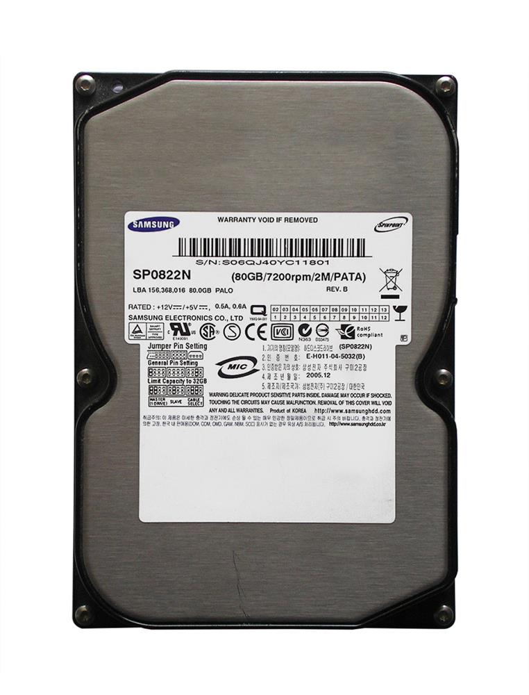 SP0822N Samsung Spinpoint P80 80GB 7200RPM ATA-133 2MB Cache 3.5-inch Internal Hard Drive
