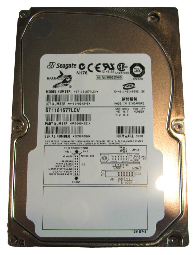 ST1181677LCV Seagate Barracuda 180 181.6GB 7200RPM Ultra-160 SCSI 80-Pin 16MB Cache 3.5-inch Internal Hard Drive