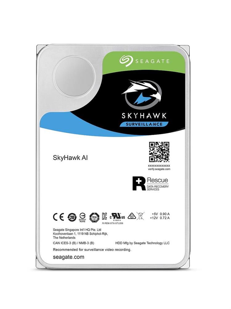 ST12000VE0008 Seagate SkyHawk AI 12TB 7200RPM SATA 6Gbps 256MB Cache (512e) 3.5-inch Internal Hard Drive