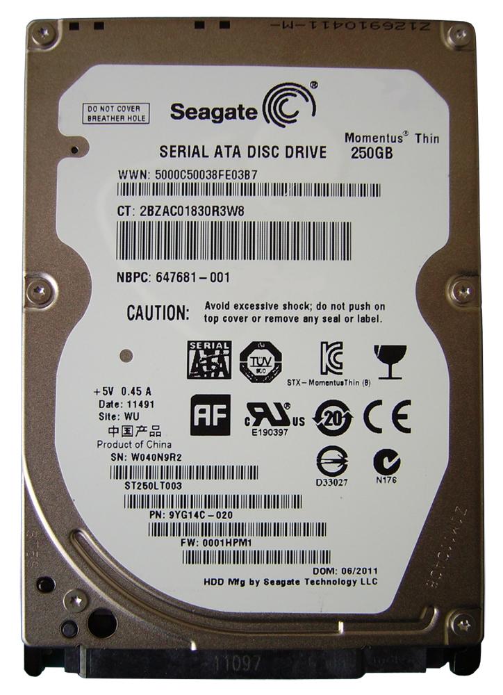 ST250LT003 Seagate Momentus Thin 250GB 5400RPM SATA 3Gbps 16MB Cache 2.5-inch Internal Hard Drive