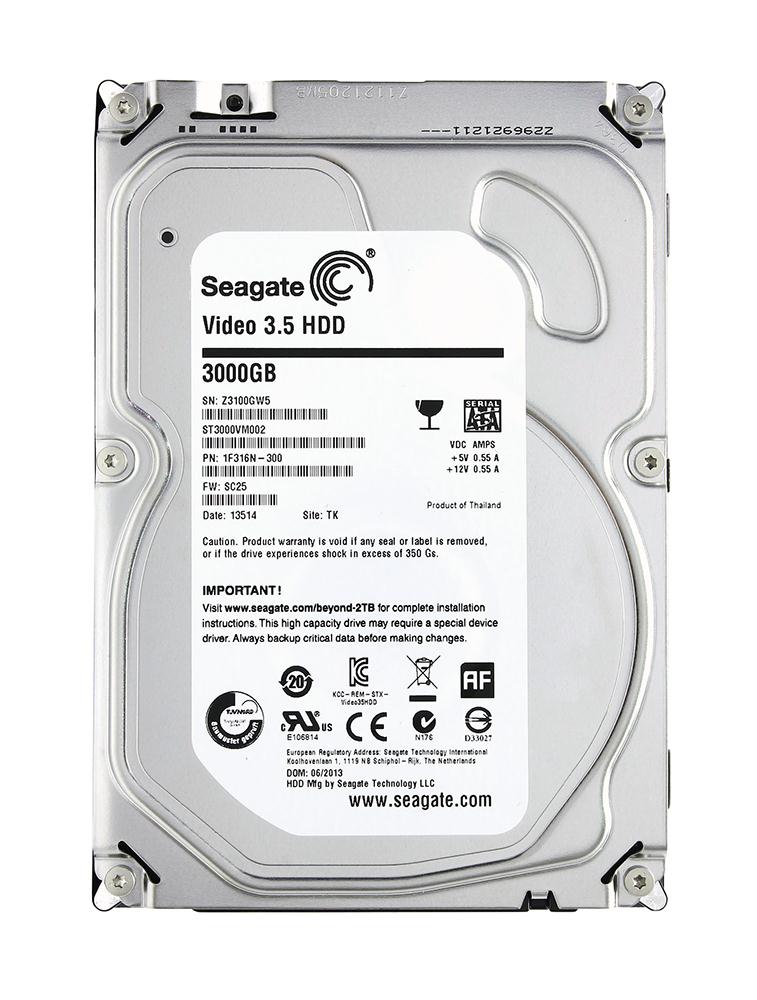 ST3000VM002 Seagate Video 3.5 3TB 5900RPM SATA 6Gbps 64MB Cache 3.5-inch Internal Hard Drive