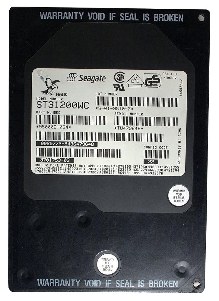 ST31200WC Seagate Hawk 1LP 1.05GB 5400RPM Fast Wide SCSI 80-Pin 256KB Cache 3.5-inch Internal Hard Drive