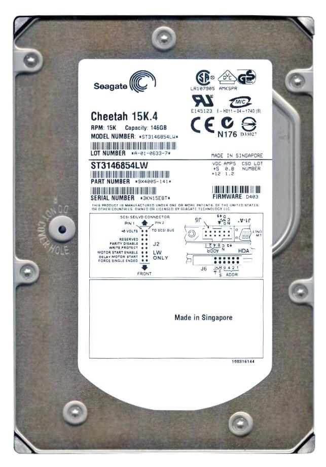 ST3146854LW Seagate Cheetah 15K.4 146.8GB 15000RPM Ultra-320 SCSI 68-Pin 8MB Cache 3.5-inch Internal Hard Drive