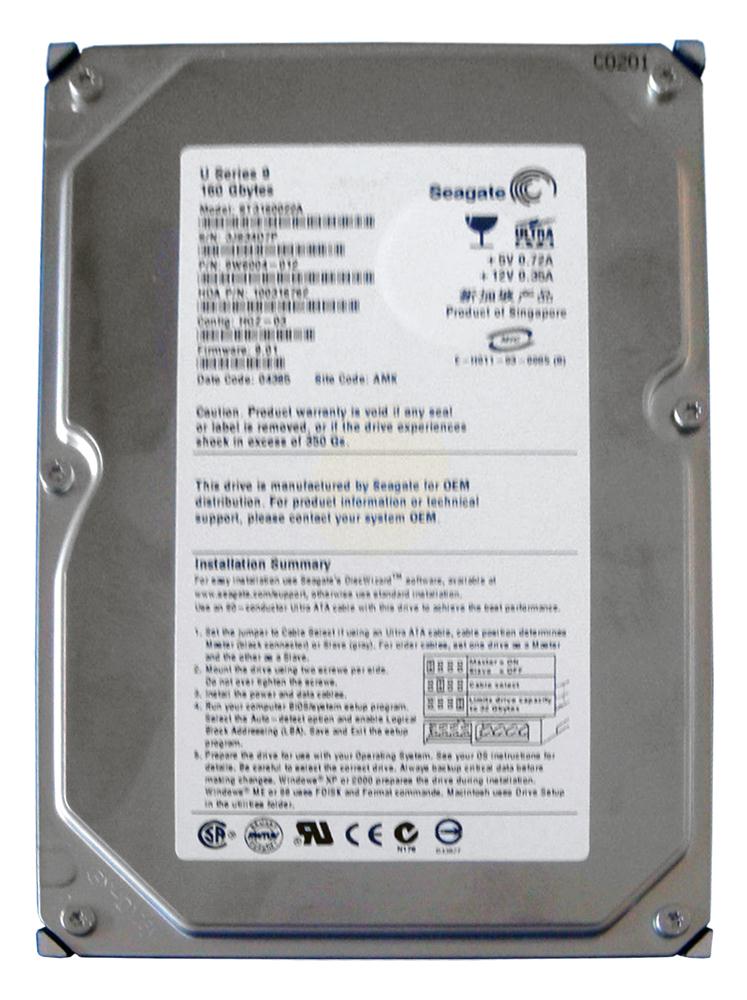 ST3160022A Seagate U9 160GB 7200RPM ATA-100 1MB Cache 3.5-inch Internal Hard Drive