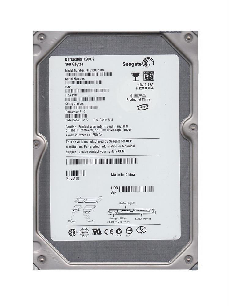 ST3160023AS-IM Seagate Barracuda 7200.7 160GB 7200RPM SATA 1.5Gbps 8MB Cache 3.5-inch Internal Hard Drive