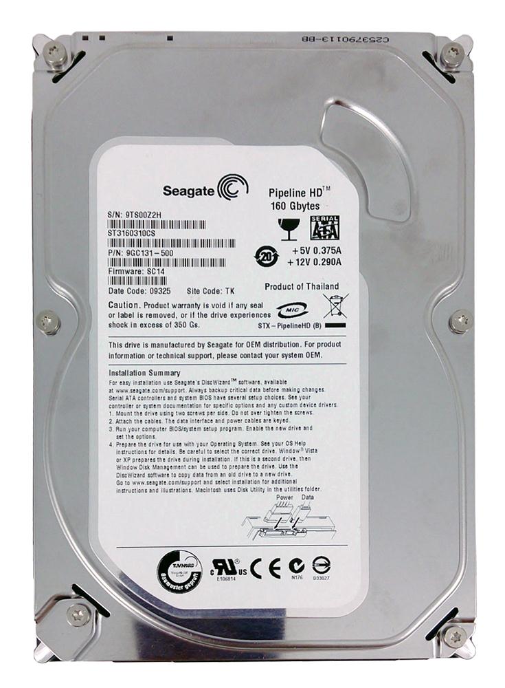 ST3160310CS Seagate Pipeline HD 160GB 5900RPM SATA 3Gbps 8MB Cache 3.5-inch Internal Hard Drive