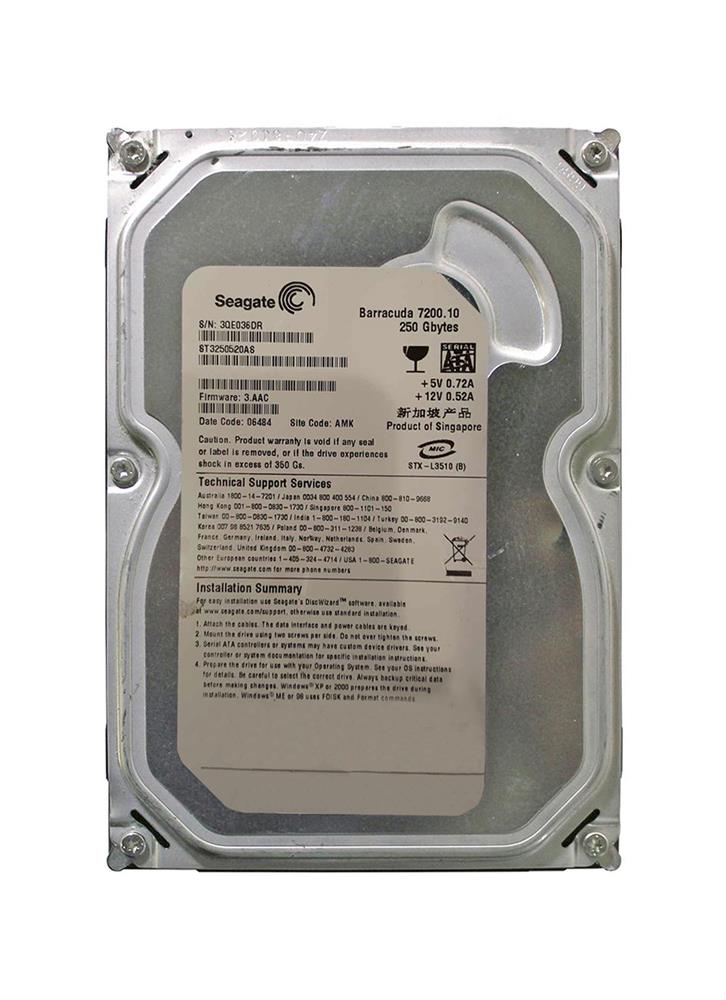 ST3250520AS Seagate Barracuda 7200.10 250GB 7200RPM SATA 3Gbps 16MB Cache 3.5-inch Internal Hard Drive