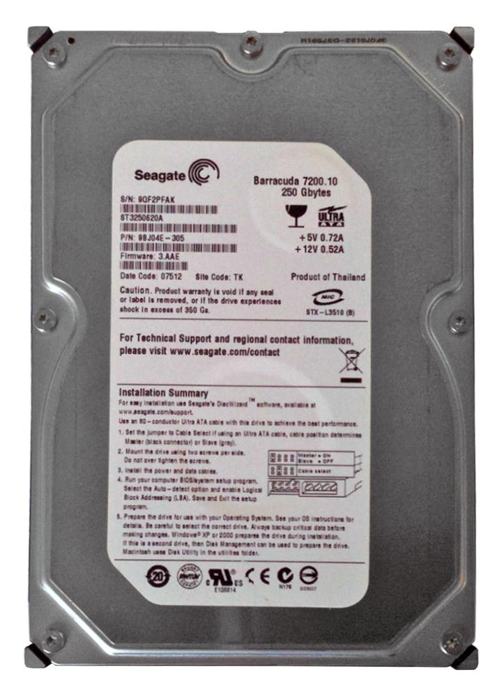 ST3250620A Seagate Barracuda 7200.10 250GB 7200RPM ATA-100 16MB Cache 3.5-inch Internal Hard Drive