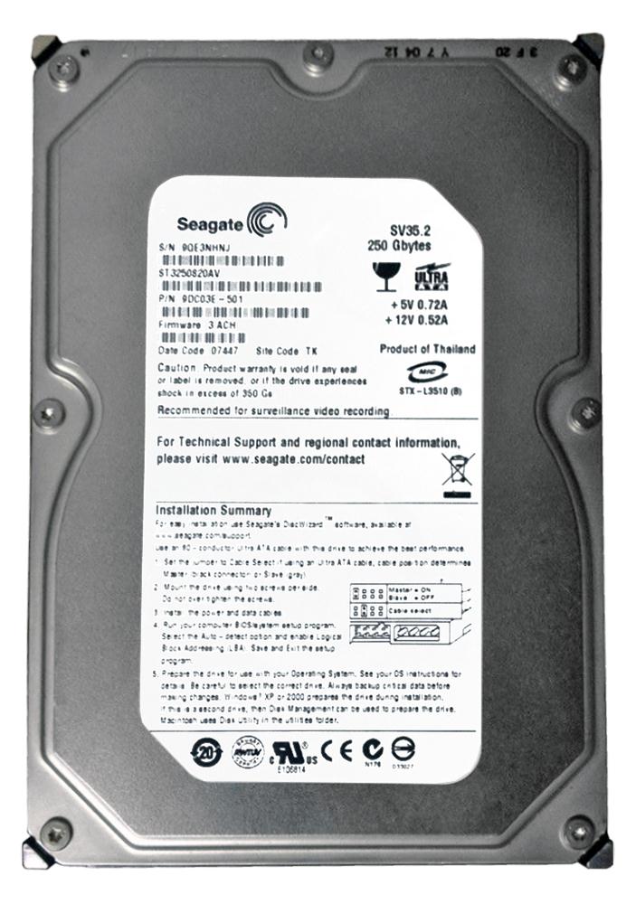 ST3250820AV Seagate SV35.2 250GB 7200RPM ATA-100 8MB Cache 3.5-inch Internal Hard Drive