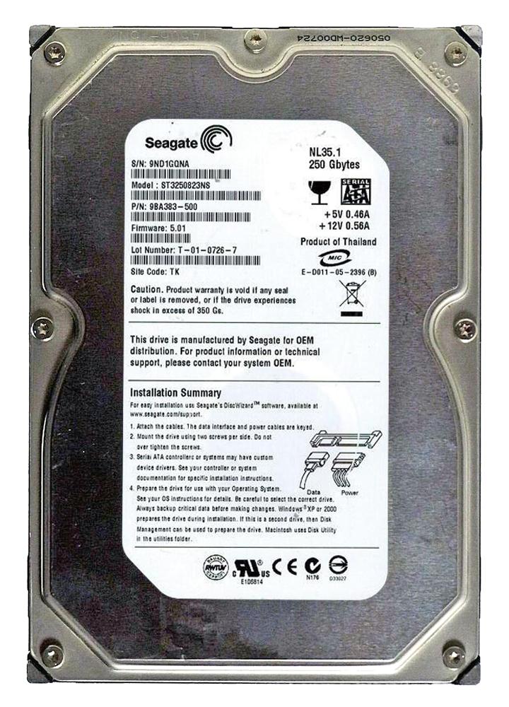 ST3250823NS Seagate NL35 Series 250GB 7200RPM SATA 1.5Gbps 8MB Cache 3.5-inch Internal Hard Drive