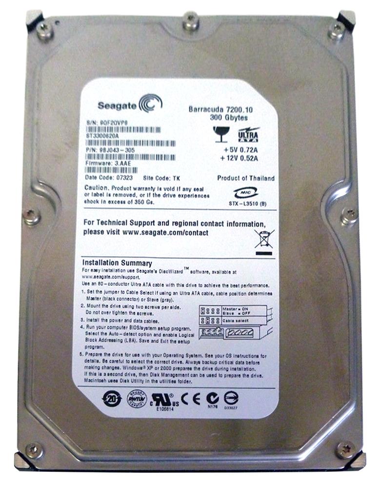 ST3300620A Seagate Barracuda 7200.10 300GB 7200RPM ATA-100 16MB Cache 3.5-inch Internal Hard Drive