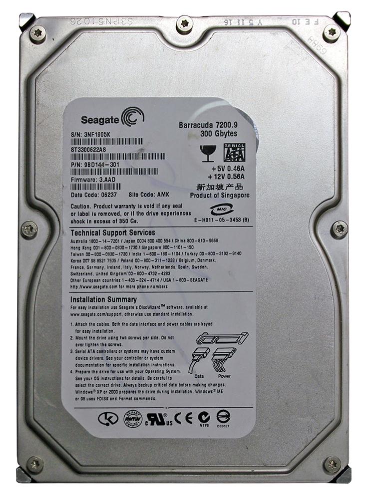 ST3300622AS Seagate Barracuda 7200.9 300GB 7200RPM SATA 3Gbps 16MB Cache 3.5-inch Internal Hard Drive