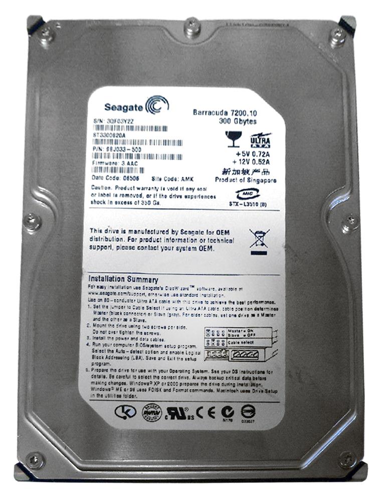 ST3300820A Seagate Barracuda 7200.10 300GB 7200RPM ATA-100 8MB Cache 3.5-inch Internal Hard Drive