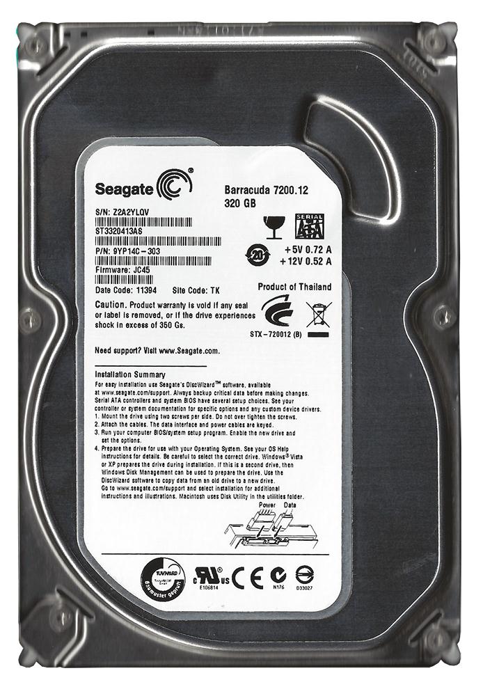 ST3320413AS Seagate Barracuda 7200.12 320GB 7200RPM SATA 6Gbps 16MB Cache 3.5-inch Internal Hard Drive
