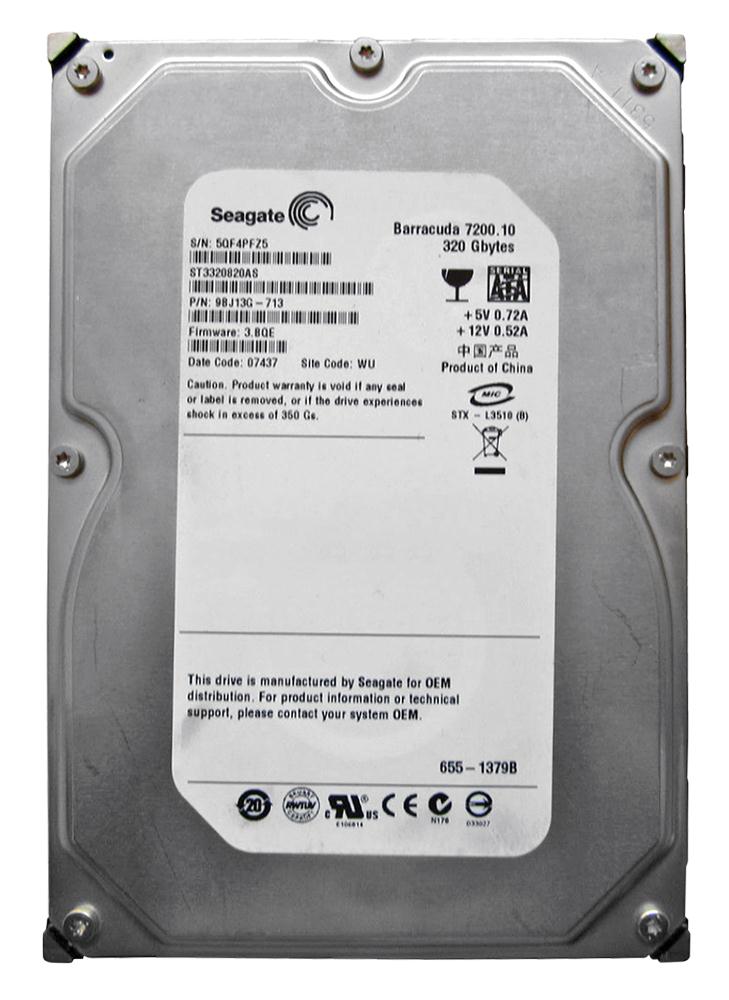 ST3320820AS Seagate Barracuda 7200.10 320GB 7200RPM SATA 3Gbps 8MB Cache 3.5-inch Internal Hard Drive