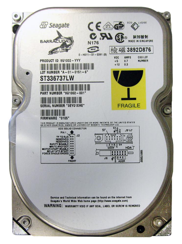 ST336737LW Seagate Barracuda 36ES 36.9GB 7200RPM Ultra-160 SCSI 68-Pin 2MB Cache 3.5-inch Internal Hard Drive