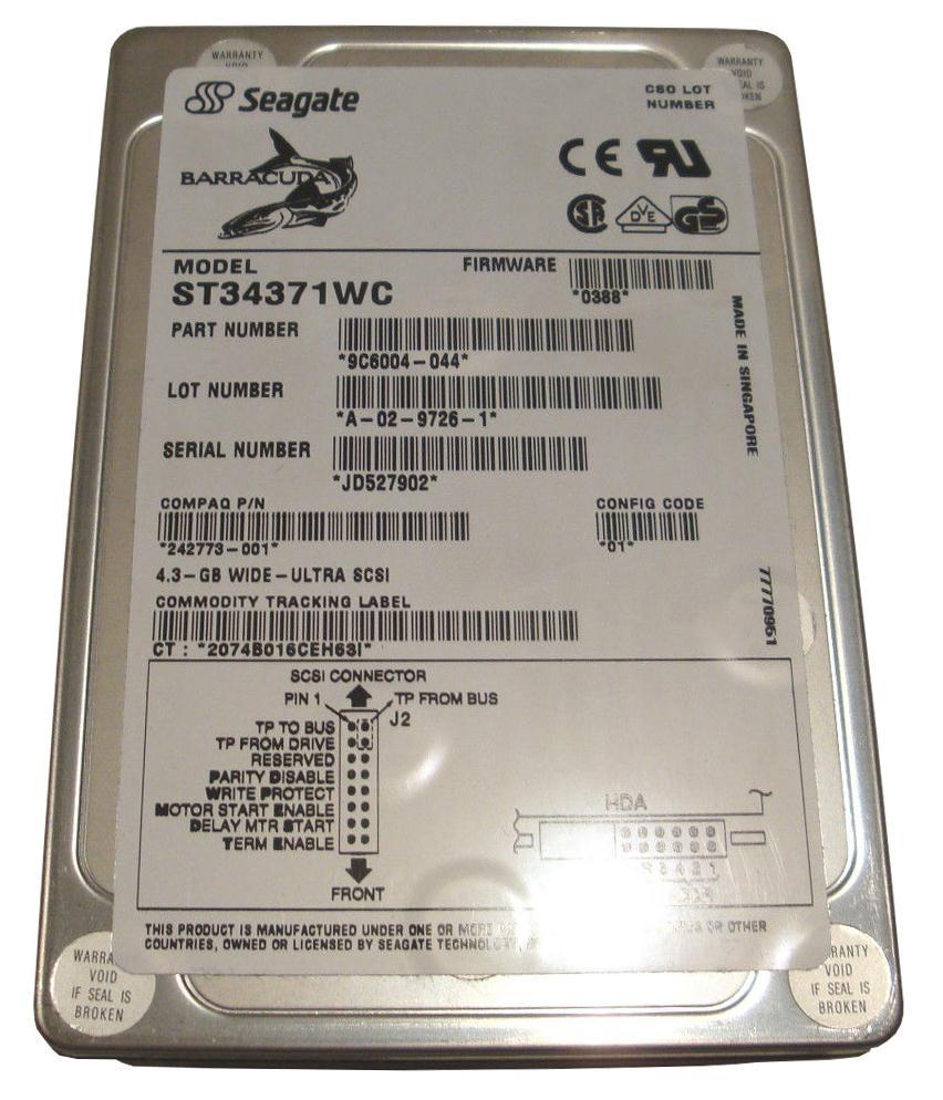 ST34371WC Seagate Barracuda 4LP 4.35GB 7200RPM Ultra Wide SCSI 80-Pin 512KB Cache 3.5-inch Internal Hard Drive