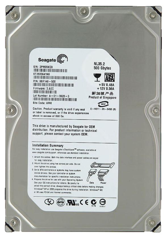 ST3500641NS Seagate NL35 Series 500GB 7200RPM SATA 3Gbps 16MB Cache 3.5-inch Internal Hard Drive