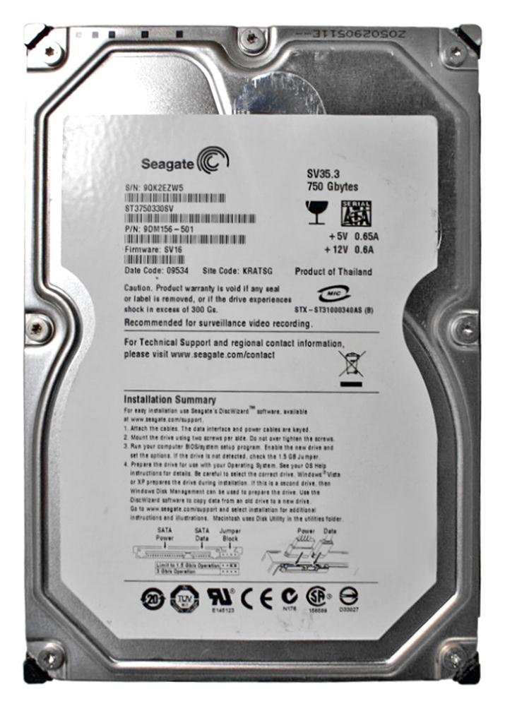 ST3750330SV Seagate SV35.3 750GB 7200RPM SATA 3Gbps 32MB Cache 3.5-inch Internal Hard Drive