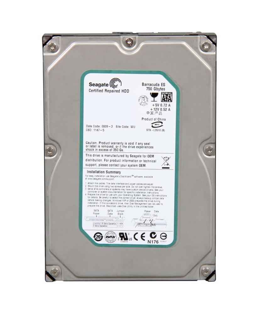 ST3750640NS-06 Seagate Barracuda ES 750GB 7200RPM SATA 3Gbps 16MB Cache 3.5-inch Internal Hard Drive