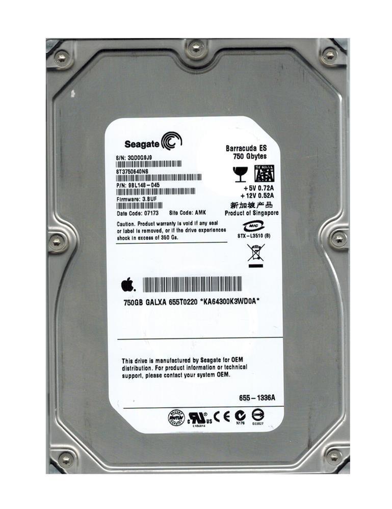 ST3750640NS-502 Seagate Barracuda ES.2 750GB 7200RPM SATA 3Gbps 32MB Cache 3.5-inch Internal Hard Drive
