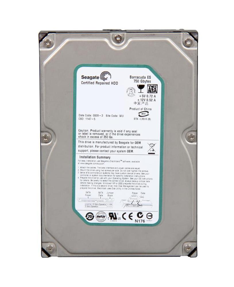 ST3750640NS-NDW-R Seagate Barracuda ES 750GB 7200RPM SATA 3Gbps 16MB Cache 3.5-inch Internal Hard Drive