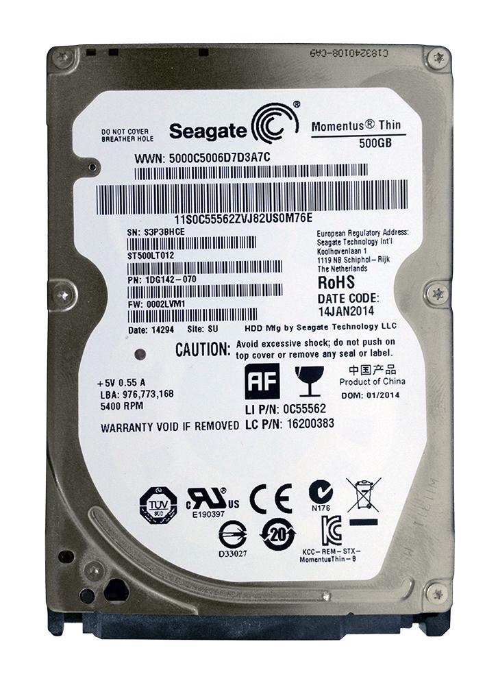 ST500LT012-A1 Seagate Momentus Thin 500GB 5400RPM SATA 3Gbps 16MB Cache 2.5-inch Internal Hard Drive