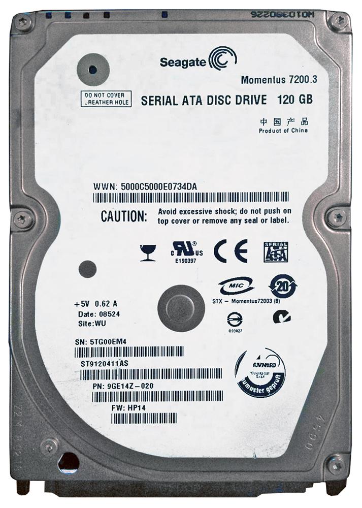 ST9120411AS Seagate Momentus 7200.3 120GB 7200RPM SATA 3Gbps 16MB Cache 2.5-inch Internal Hard Drive