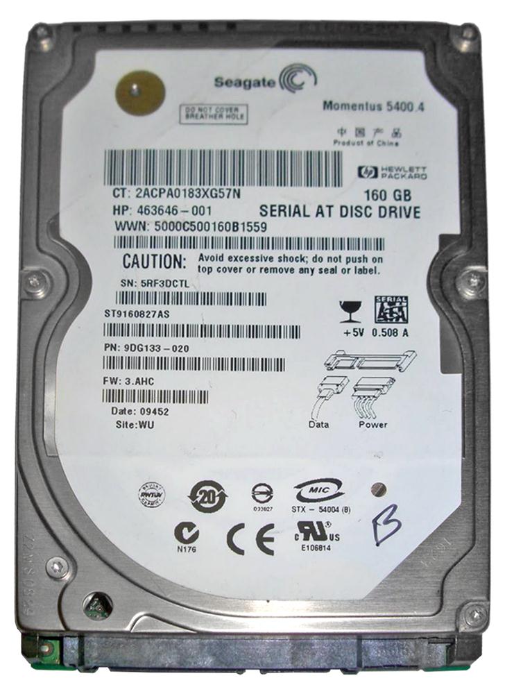 ST9160827AS Seagate Momentus 5400.4 160GB 5400RPM SATA 3Gbps 8MB Cache 2.5-inch Internal Hard Drive