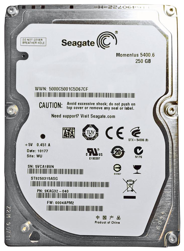 ST9250315ASG Seagate Momentus 5400.6 250GB 5400RPM SATA 3Gbps 8MB Cache 2.5-inch Internal Hard Drive