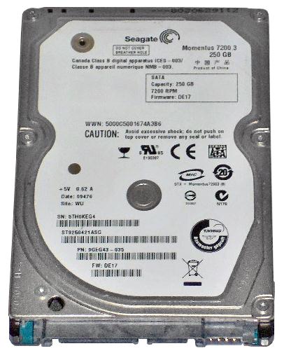 ST9250421ASG Seagate Momentus 7200.3 250GB 7200RPM SATA 3Gbps 16MB Cache 2.5-inch Internal Hard Drive