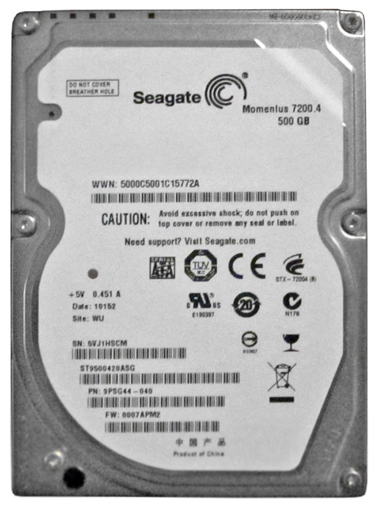 ST9500420ASG Seagate Momentus 7200.4 500GB 7200RPM SATA 3Gbps 16MB Cache 2.5-inch Internal Hard Drive