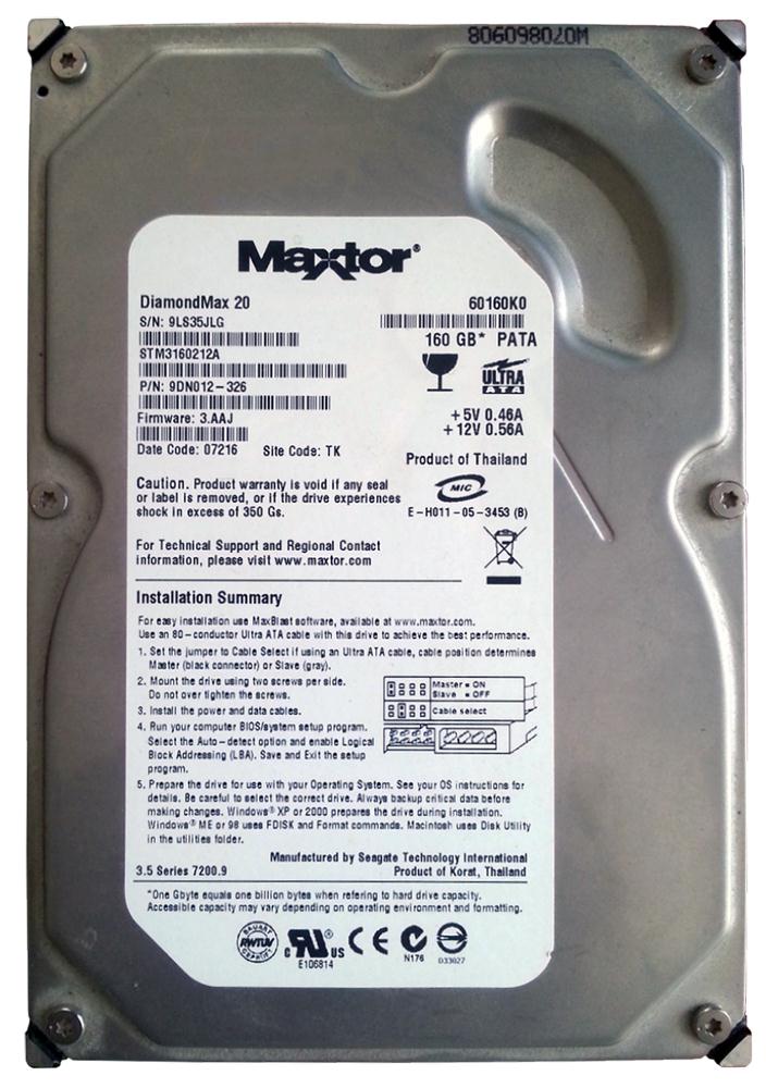 STM3160212A Seagate DiamondMax 20 160GB 7200RPM ATA-100 2MB Cache 3.5-inch Internal Hard Drive