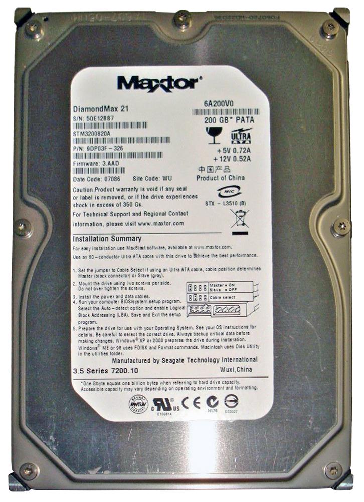 STM3200820A Seagate DiamondMax 21 200GB 7200RPM ATA-100 8MB Cache 3.5-inch Internal Hard Drive