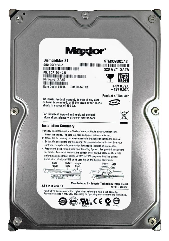 STM3320820AS Seagate DiamondMax 21 320GB 7200RPM SATA 3Gbps 8MB Cache 3.5-inch Internal Hard Drive