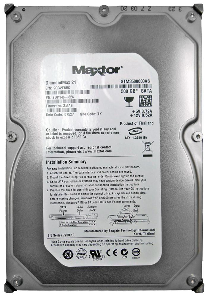 STM3500630AS Seagate DiamondMax 21 500GB 7200RPM SATA 3Gbps 16MB Cache 3.5-inch Internal Hard Drive