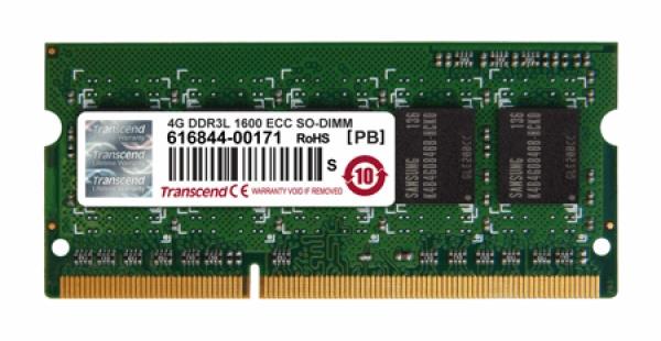 TS512MSK72W6H Transcend 4GB PC3-12800 DDR3-1600MHz ECC Unbuffered CL11 204-Pin SoDimm 1.35V Low Voltage Single Rank Memory Module