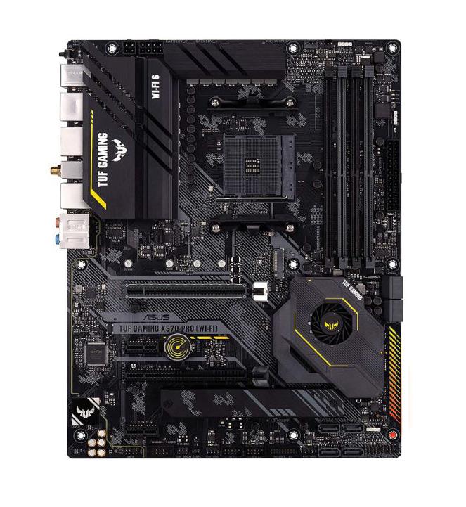 TUF Gaming X570-PRO (WiFi 6) ASUS Socket AM4 AMD X570 Chipset AMD Ryzen 5000 Series / 4000 G-Series/ 3000 / 3000 G-Series / 2000/2000 G-Series Processors Support DDR4 4x DIMM 8x SATA 6.0Gb/s ATX Motherboard (Refurbished)
