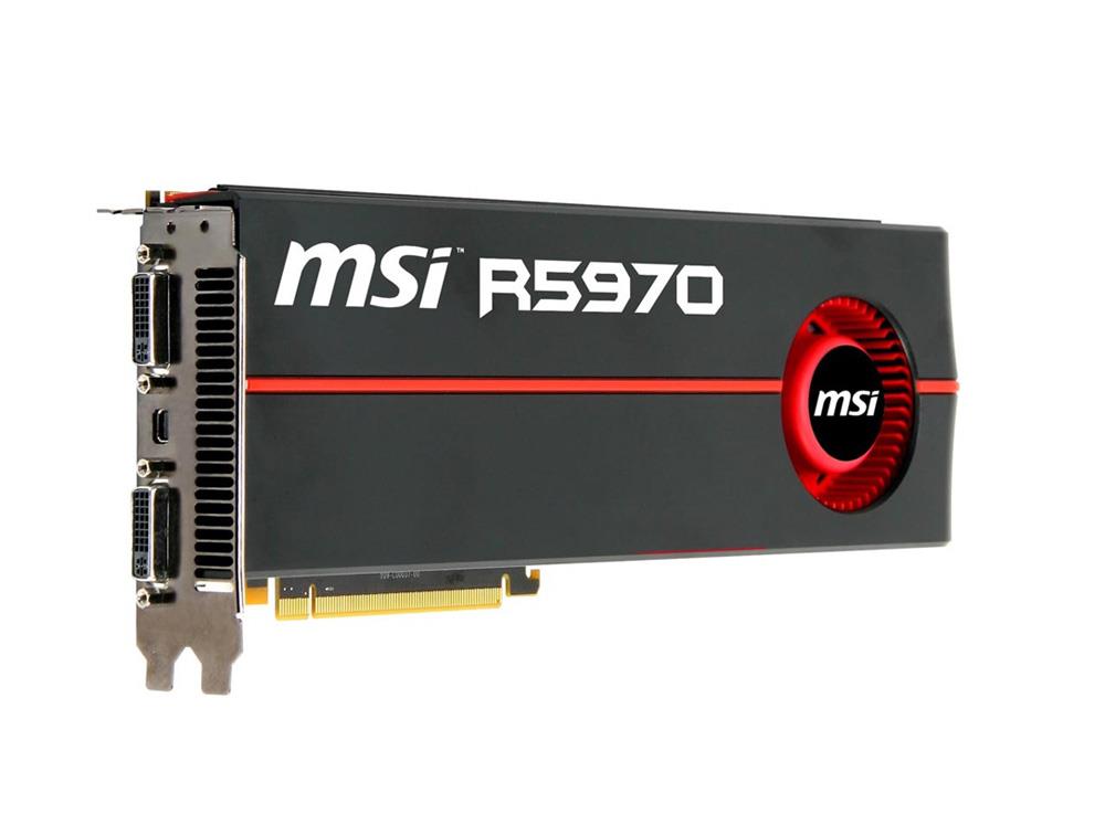 V803-476R MSI Radeon HD 5970 2GB 512-Bit DDR5 PCI Express 2.1 x16 Dual DVI/ HDMI/ D-Sub/ DisplayPort/ HDCP Supported Video Graphics Card