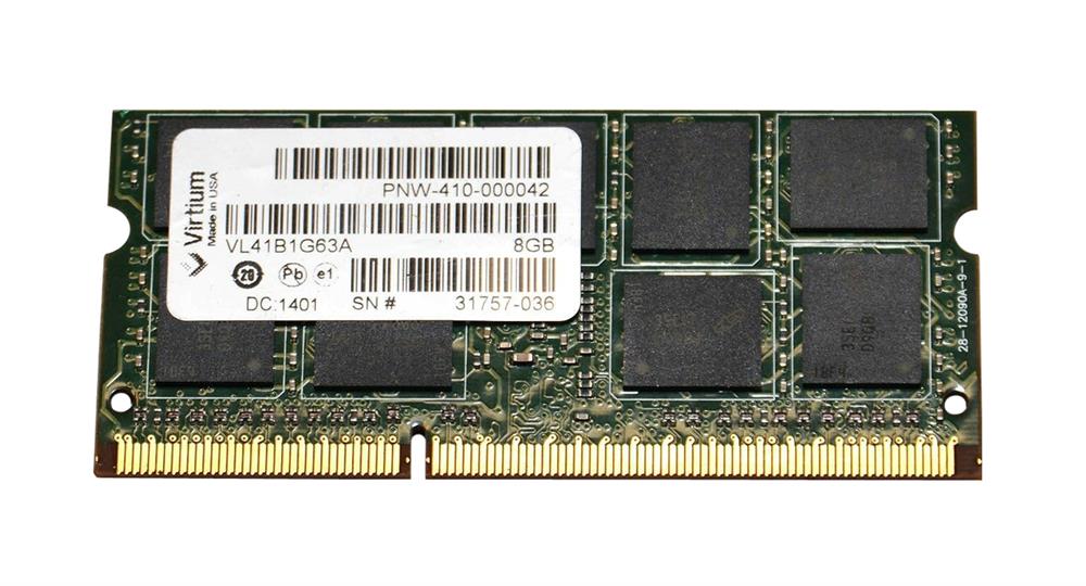 VL41B1G63A-K0 Virtium 8GB PC3-12800 DDR3-1600MHz ECC Unbuffered CL11 204-Pin SoDimm Dual Rank Memory Module