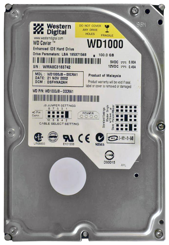 WD1000JB-00CRA1 Western Digital Caviar 100GB 7200RPM ATA-100 8MB Cache 3.5-inch Internal Hard Drive